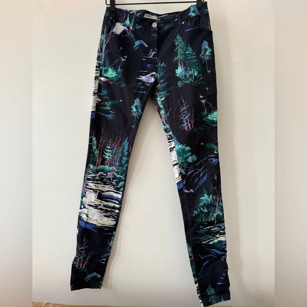 Balenciaga Black Forest Pattern skinny jeans pants size 38 - Picture 2 of 16
